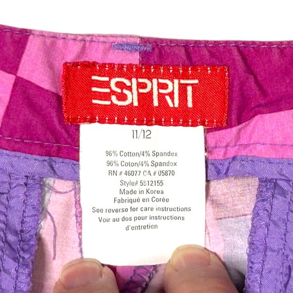 Vintage Esprit Womens 11 / 12‎ Pink Purple Geometric Stretch Flat Front Pants - Picture 3 of 9